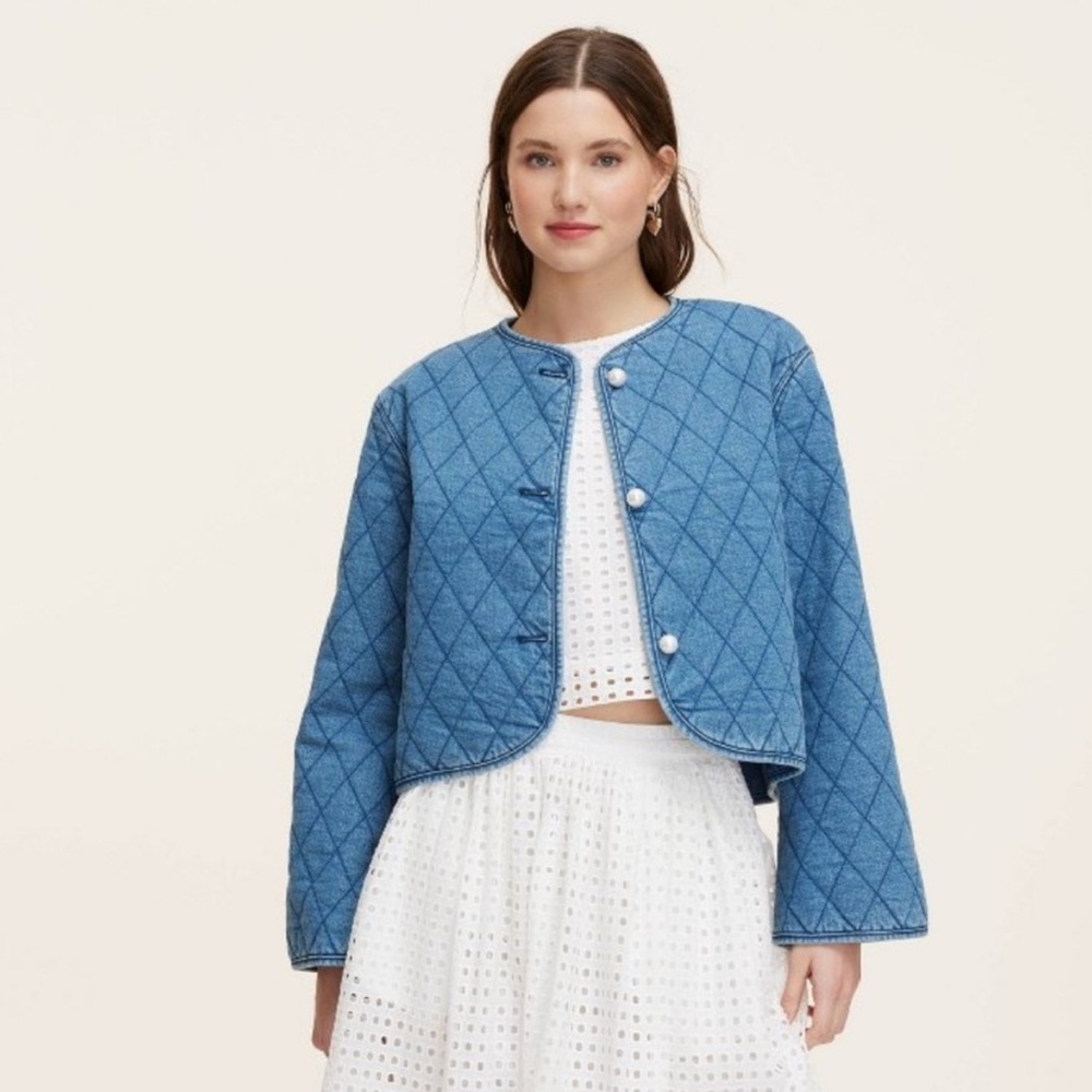 Kate Spade Denim Blue Quilted Jacket